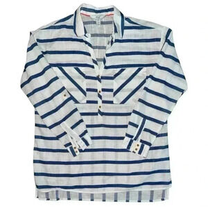 3/4 button down 100% cotton striped shirt size medium